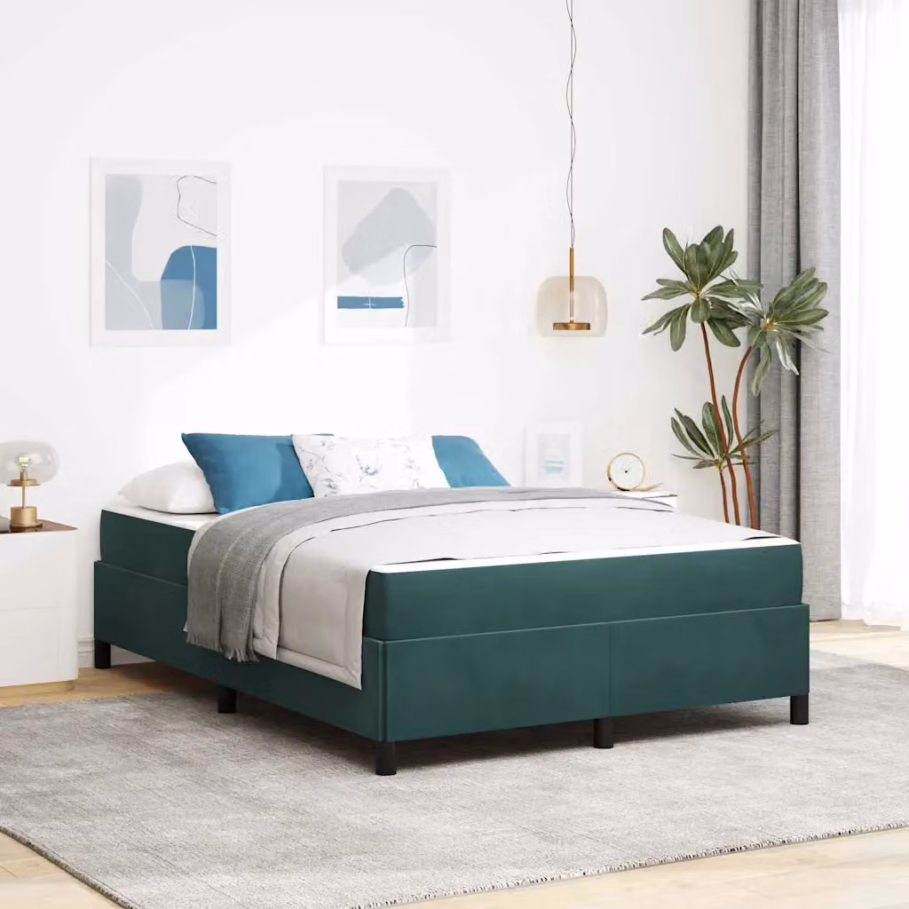Struttura del letto imbottita vidaXL in tessuto verde con legno e metallo L/P/H: 140 x 200 x 203 cm – 1