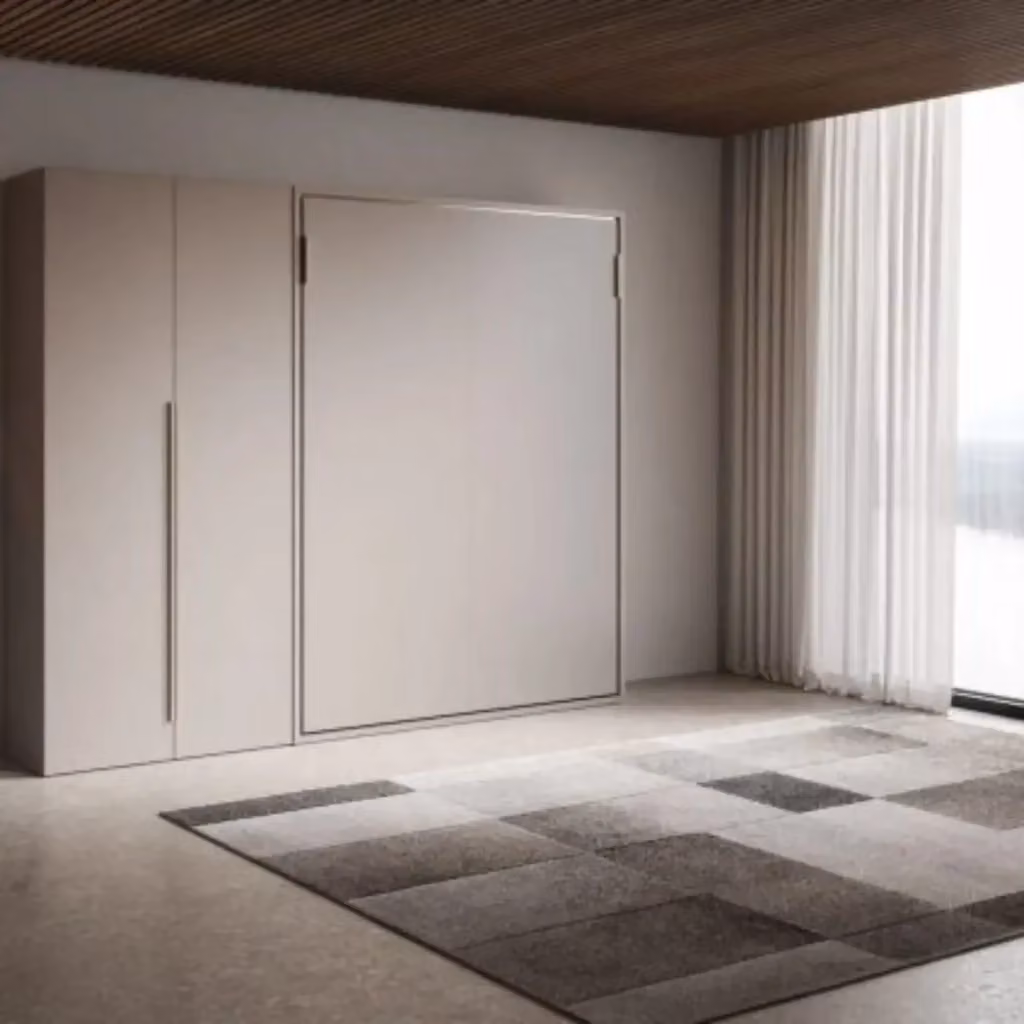 Letto matrimoniale a scomparsa Versia Kivio con armadio a sinistra a 2 ante, colore argilla, dimensioni 140 x 200 cm – 2