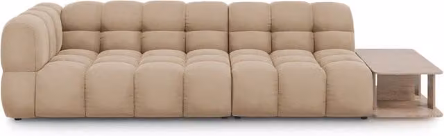 Divano modulare destro Sky di Cosmopolitan Design, 4 posti in velluto color sabbia – 1