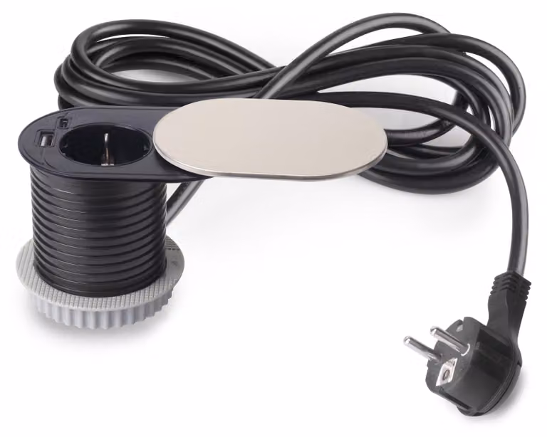 Emuca Adattatore verticale piatto a 60 spine Nero Nero Taglia unica