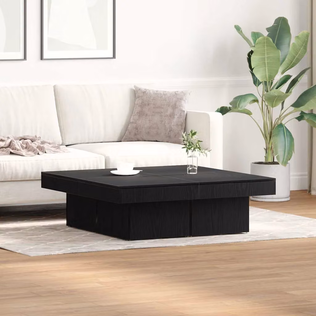 vidaXL Tavolino da salotto moderno in legno MDF colore nero L 90 cm x P 90 cm x H 28 cm