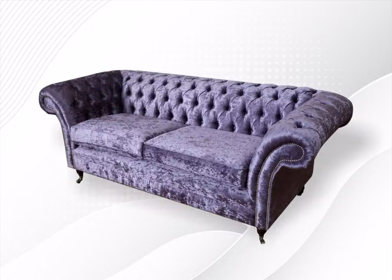 Lila Polster Sitz Couch 3 Sitzer Garnitur Sofa Sofas Couchen Samt Dreisitzer
