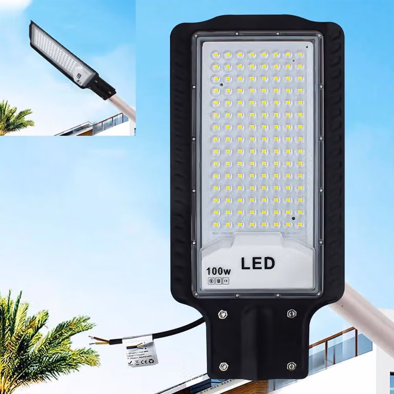 Lampione a LED da 100W, 6500K, grado di protezione IP66, realizzato in alluminio, per uso esterno