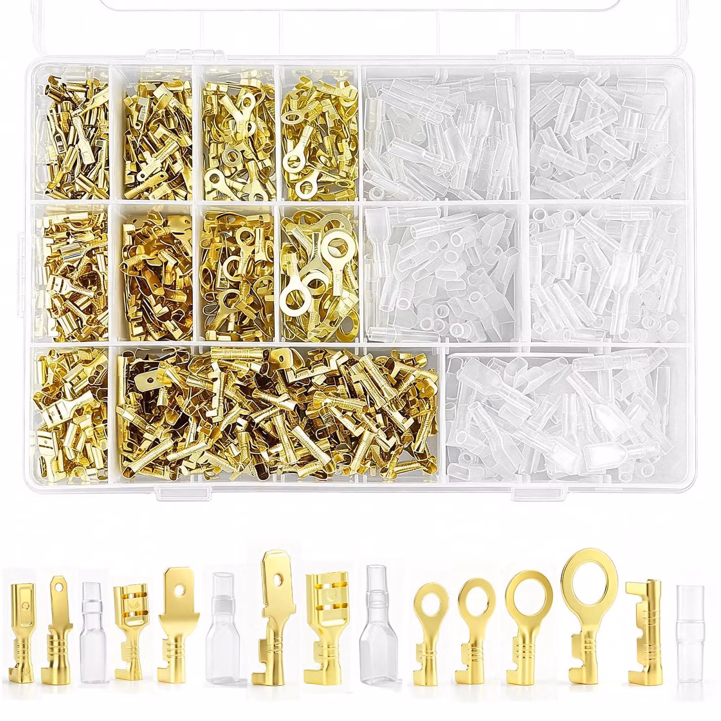Set di connettori a morsetto, 1000 pezzi, connettori a filo piatto da 2,8/4,8/6,3 mm, placcati in oro