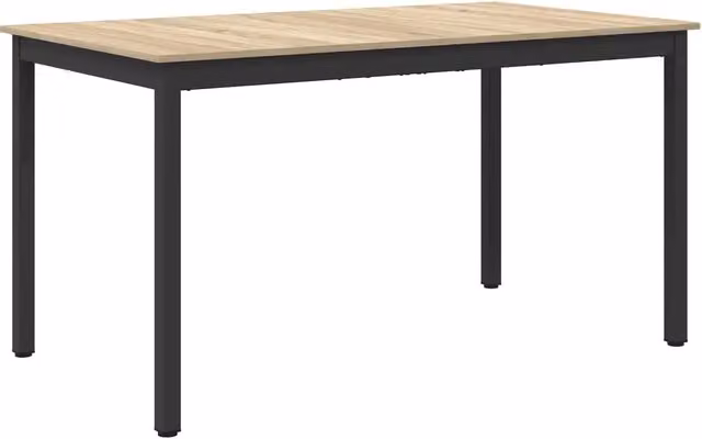 Tavolo da pranzo rettangolare moderno in metallo e MDF, L: 80 cm, P: 80 cm, H: 75 cm, colori nero e beige