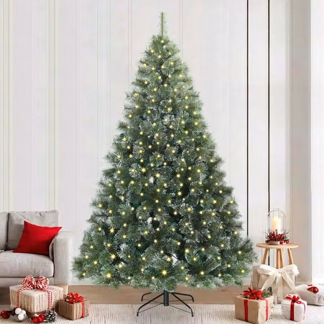 Albero di Natale artificiale moderno vidaXL verde con 300 LED luce bianca calda in PE e PVC, Altezza: 240 cm