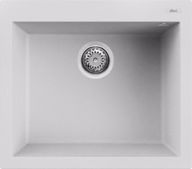 Lavello a incasso 1 vasca Elleci Quadra 105 in quarzo bianco L 57 cm x P 50 cm