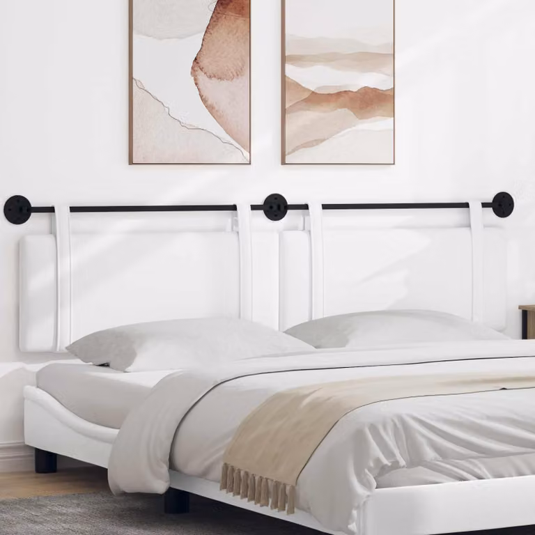 Testiera sospesa moderna vidaXL in tessuto bianco con pannello imbottito