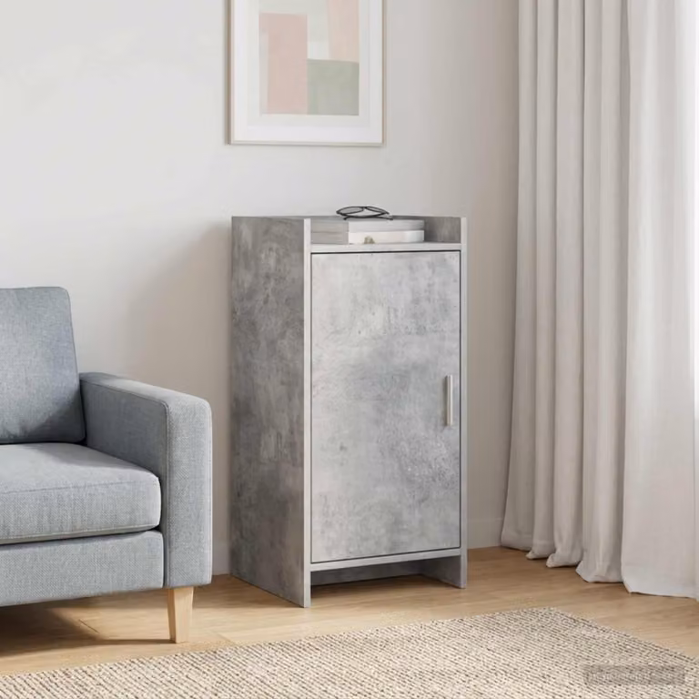 Credenza moderna vidaXL in legno ingegnerizzato e metallo, Grigio, L 40 cm x P 36 cm x H 80 cm