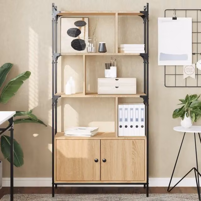 Libreria con Ante Design Mania in Legno MDF e Metallo Marrone L: 76,5 cm, P: 30 cm, H: 154,5 cm