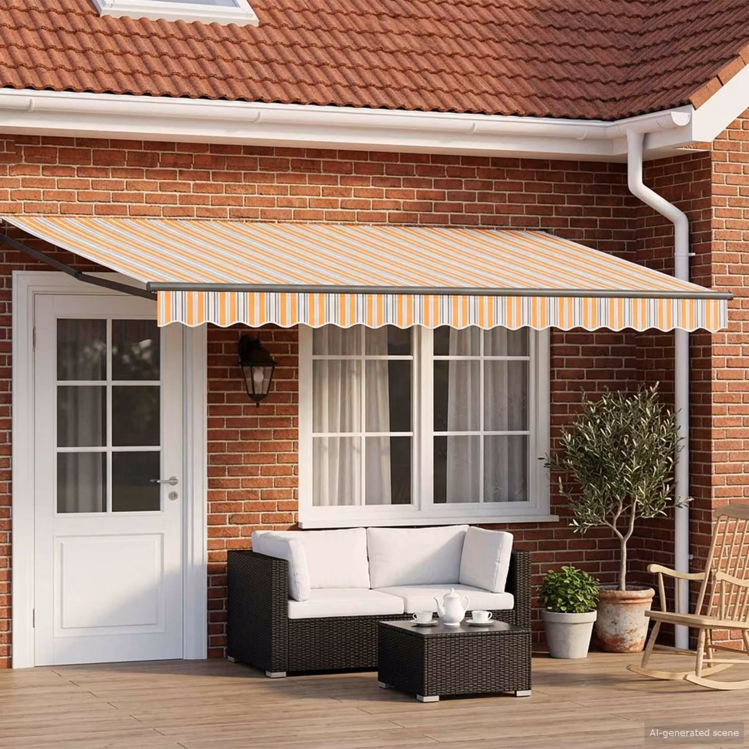 Tettuccio elettrico retrattile vidaXL in alluminio e poliestere, Giallo e Grigio, L: 5 m x P: 3 m