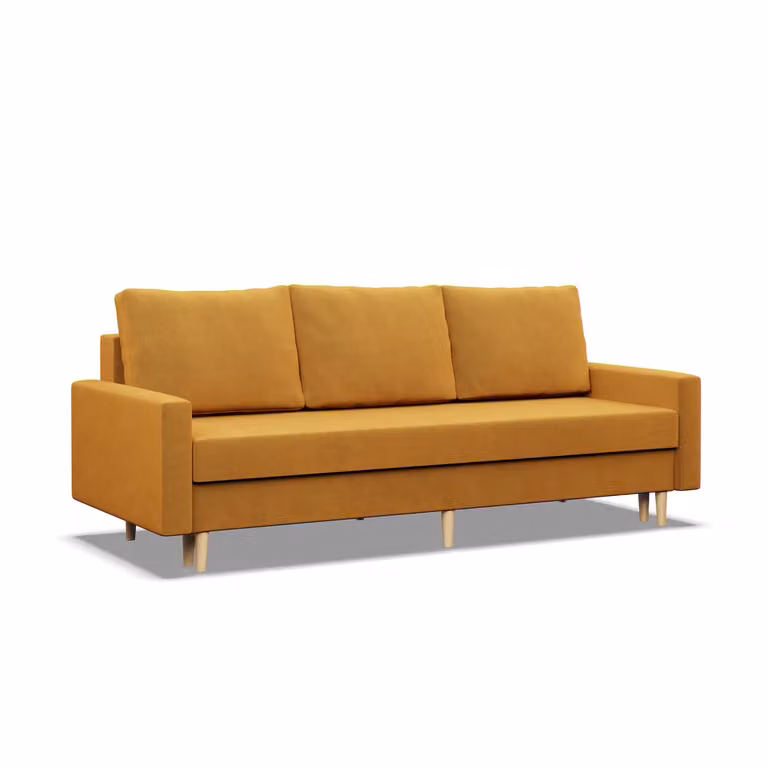 BLANK - Divano 3 posti con funzione letto, cuscini reversibili, box letto, giallo