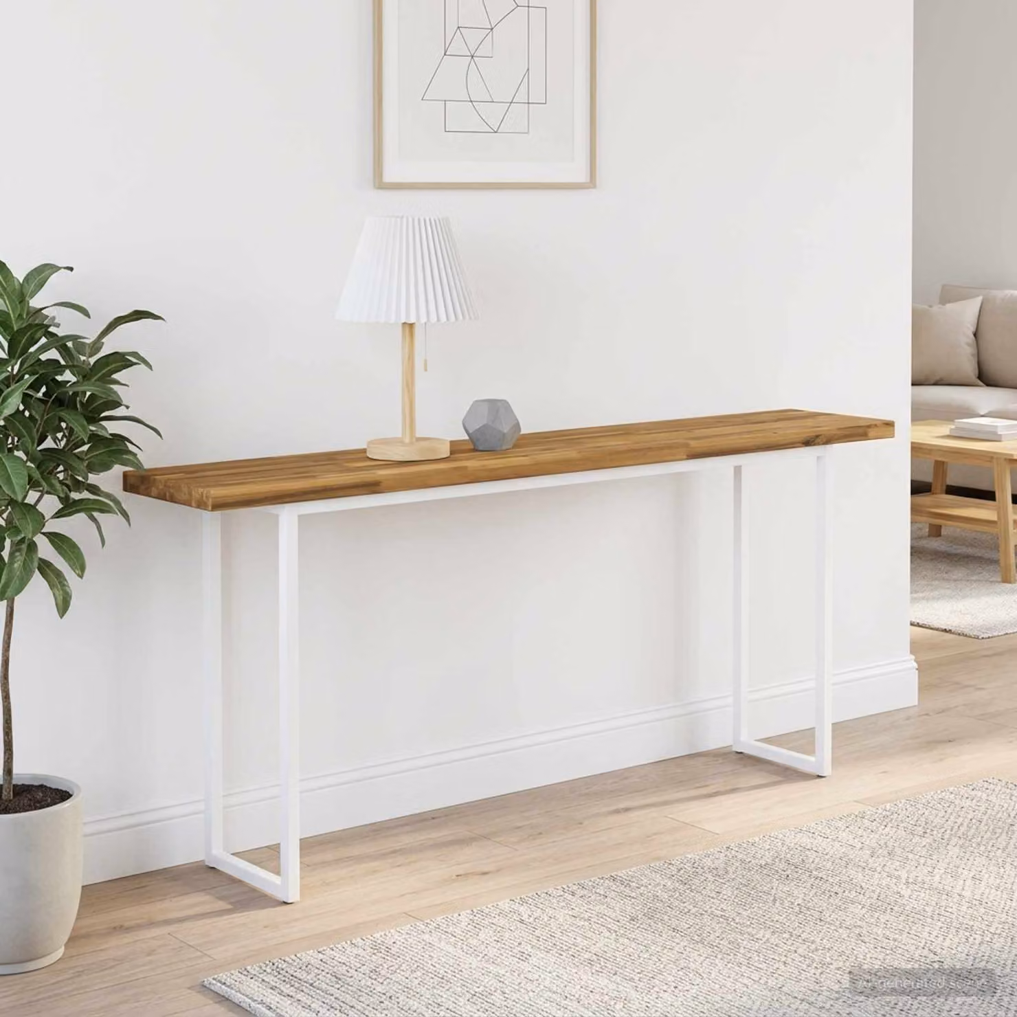 Piano del tavolo rettangolare in legno di acacia vidaXL con bordo naturale, marrone e bianco, L: 160 cm, P: 30 cm, H: 3 cm