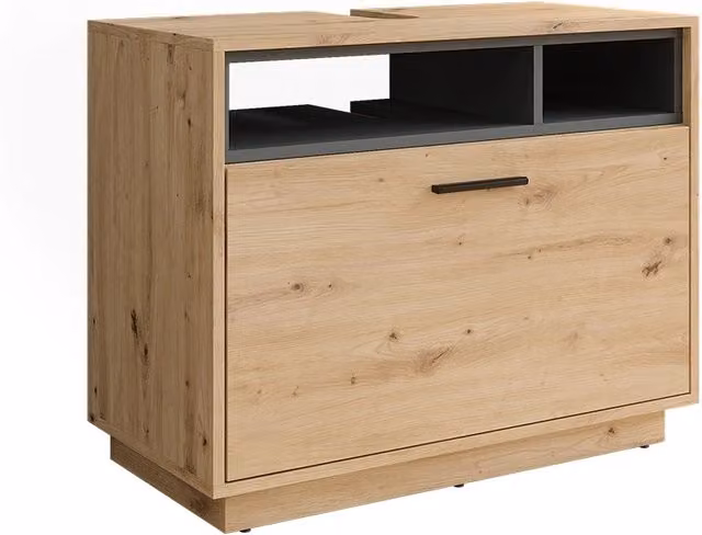 Mobiletto da bagno Beatrice Vicco in rovere e antracite con cassetti e ripiani L: 80 cm, P: 64 cm, H: 35 cm