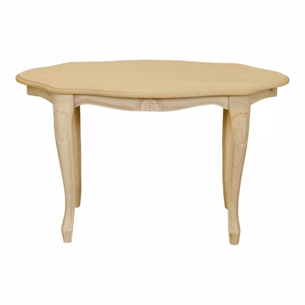 Tavolino ovale in legno di faggio intagliato grezzo Mobili 2G L/P/H: 74 x 46 x 46 cm – 1