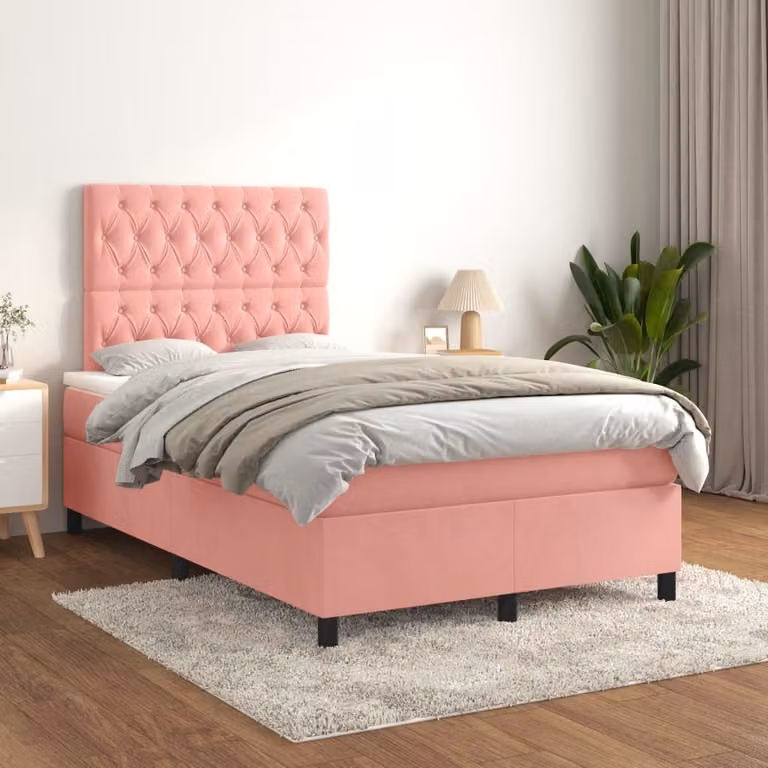 Maison Exclusive - Giroletto a Molle con Materasso Rosa 120x200 cm in Velluto