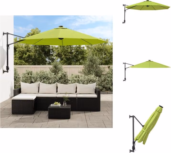 vidaXL Ombrellone da parete, verde mela, 290 cm - Ombrelloni e protezioni solari