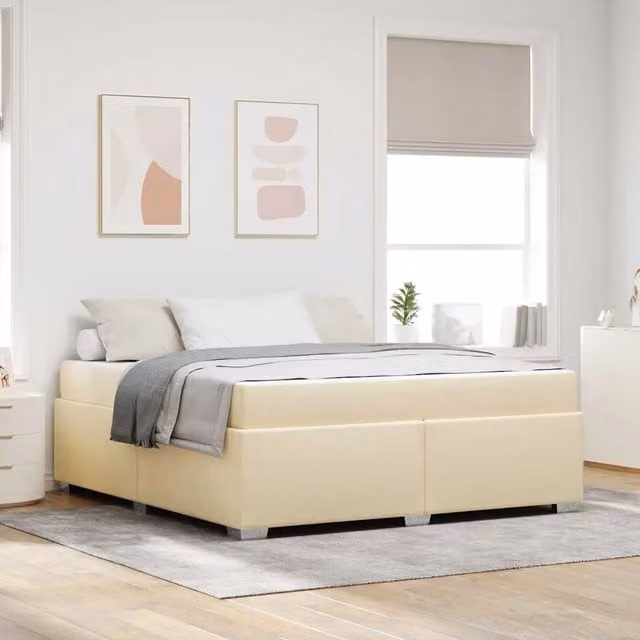 Letto moderno con struttura imbottita e materasso a molle vidaXL, colore beige, L/P: 180 x 200 cm