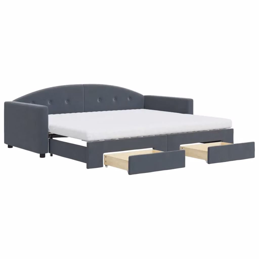 Divano Letto Estraibile con Cassetti in Velluto Grigio vidaXL 90x190 cm – 2