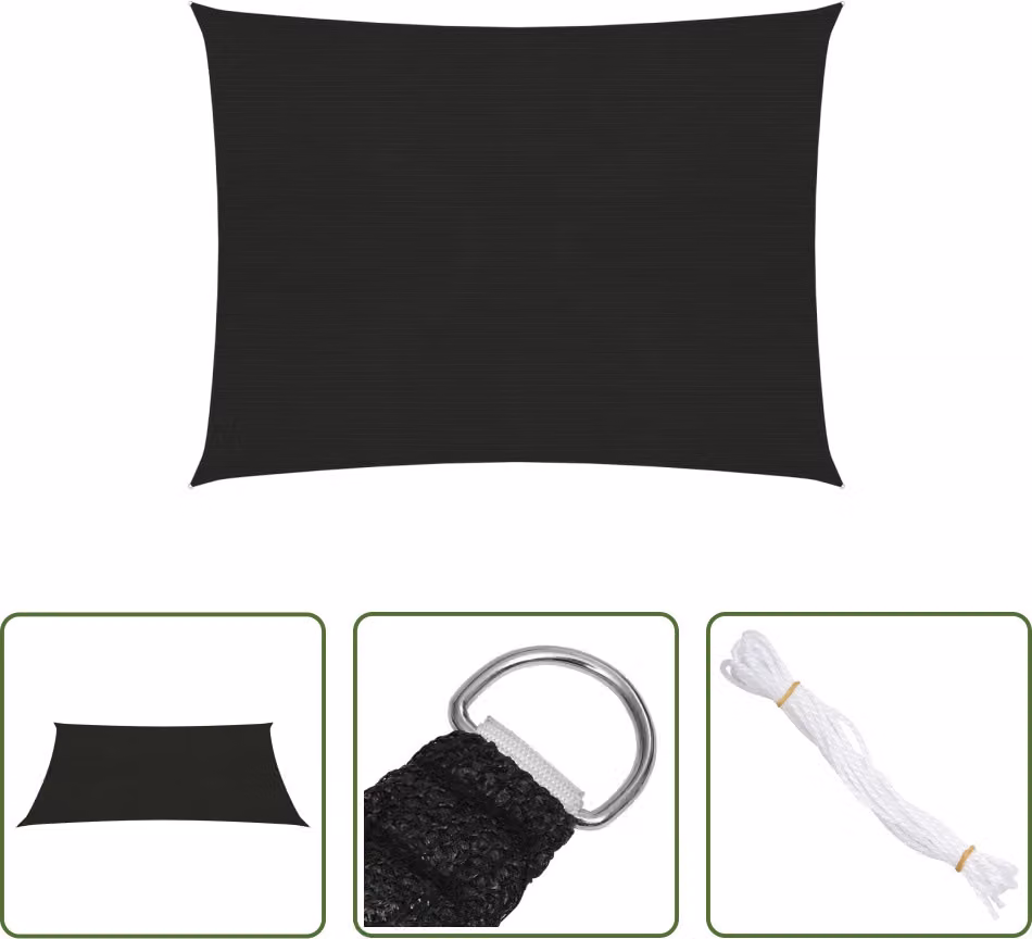 The Living Store Tenda da sole 160 g/m² Nero 2x2,5 m HDPE
