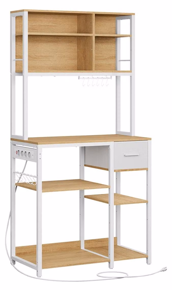 Ripiano per cucina – Ripiano per magazzino – Pannello di truciolato e acciaio – 40 x 80 x 180,4 cm – Rovere dorato/Bianco