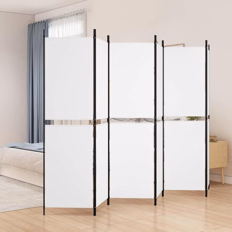Divisorio a 6 pannelli vidaXL bianco in tessuto, L: 300 cm, H: 180 cm