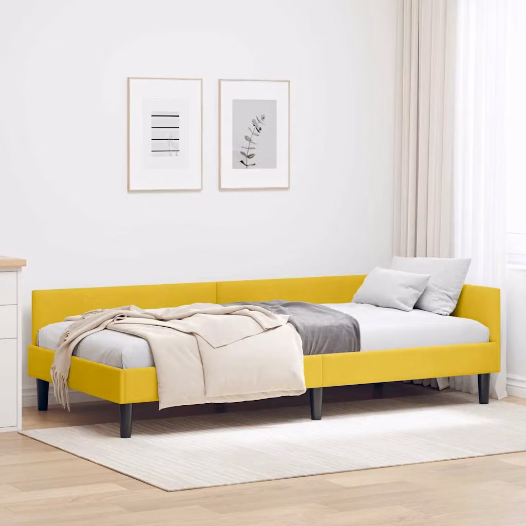 Cornice del letto ad angolo vidaXL in velluto giallo, L 80 x P 200 cm