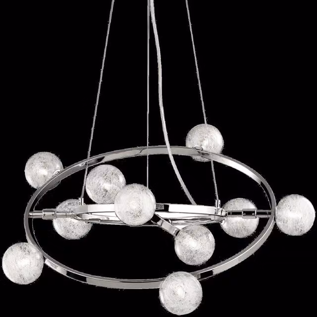 Lampada a sospensione moderna Godenzo in metallo e vetro, Argento