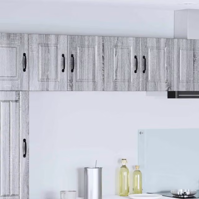 Set di 2 pensili da cucina vidaXL con ante a battente, colore grigio, design minimalista, L 60 cm x P 31 cm x H 40 cm