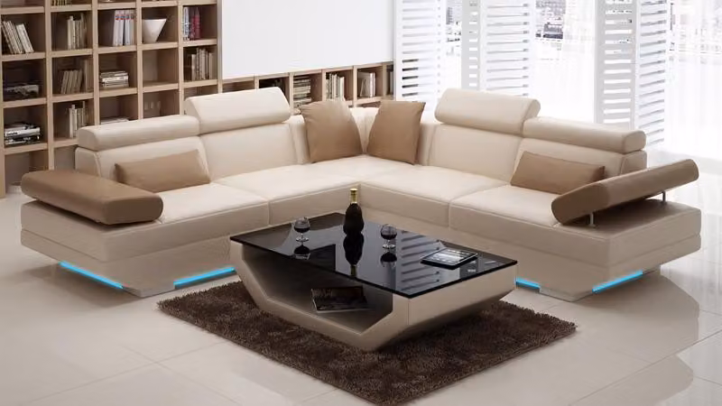 Ledersofa Sofa Couch Wohnlandschaft Ecksofa Garnitur Design Modern Sofa K5009B