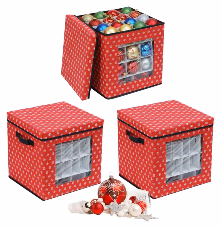 Scatole portaoggetti per palline di Natale, set da 3 con divisori