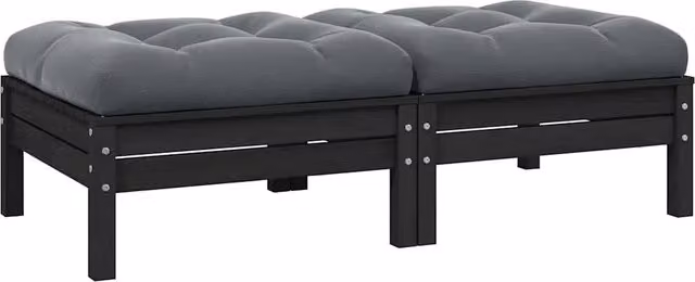 Divano da giardino a 2 posti vidaXL in legno massello di pino con cuscini e pouf coordinato, colore antracite