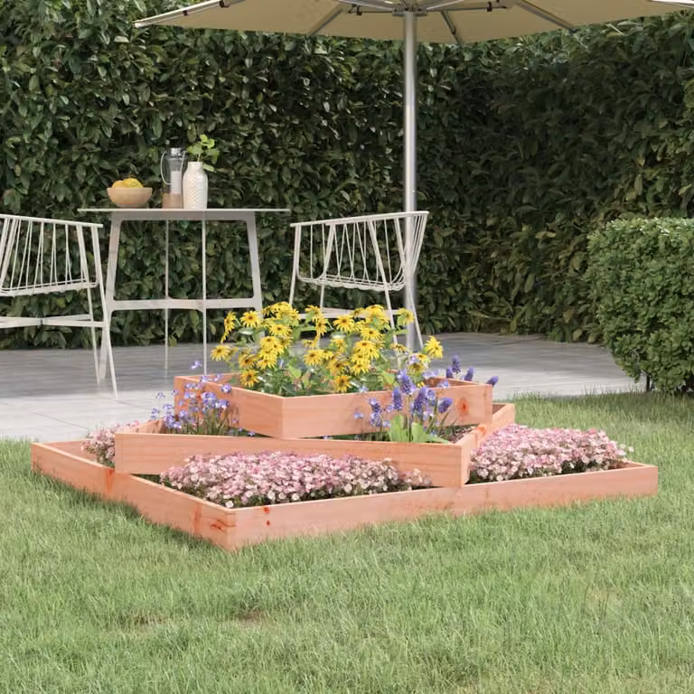 Fioriera rialzata vidaXL in legno massello di Douglas, colore marrone, L 112 x P 112 x H 27 cm