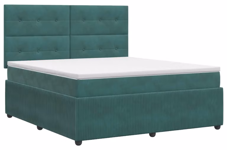 Letto a molle con materasso verde scuro 140 x 190 cm in velluto