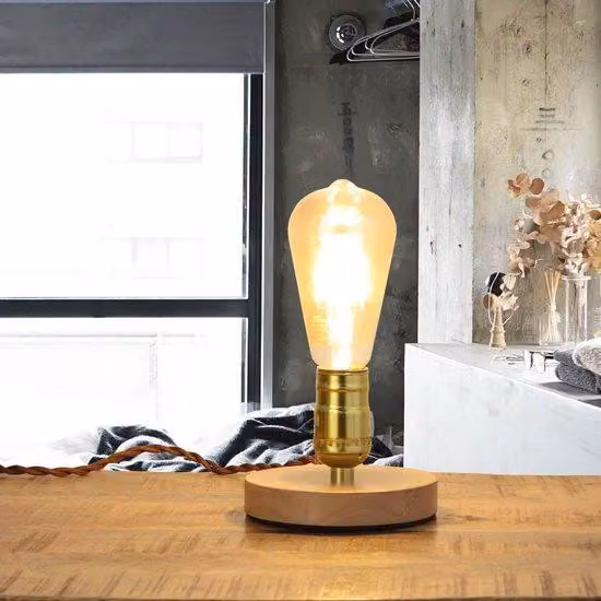 Lampada da tavolo in stile industriale vintage, piccola, diametro 12 cm, color oro