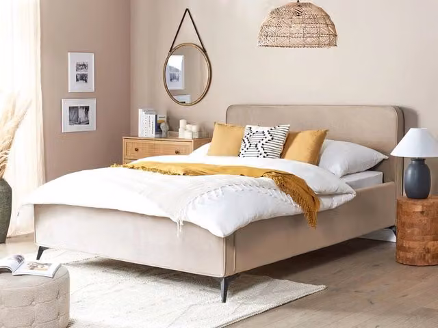 Letto Beliani in velluto Grigio Talpa con doghe a ressorti L/P: 160 x 200 cm – 1