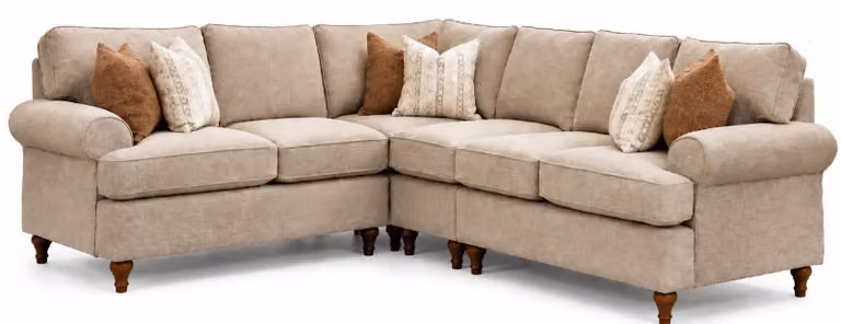 Beiges Ecksofa L-Form großes Sofa Wohnzimmer Modern Elegant Polstermöbel