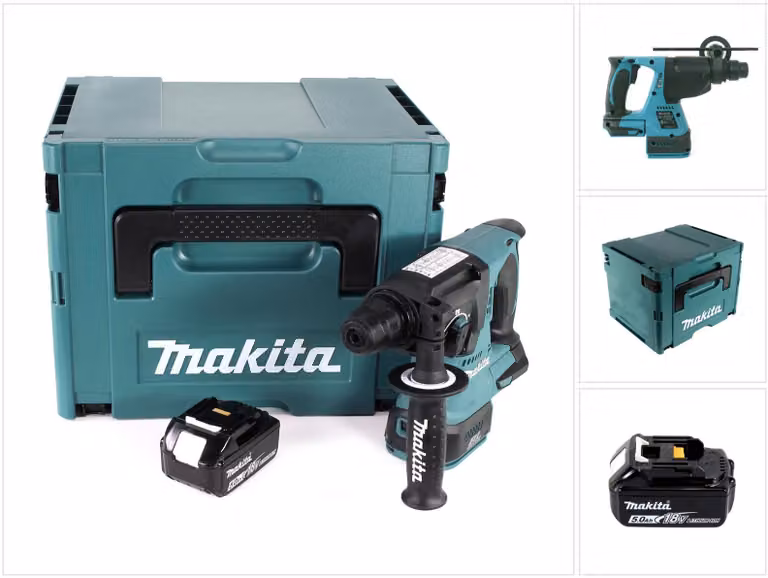 Trapano a percussione a batteria Makita DHR 242 T1J 18V 2.0J SDS-plus Brushless + 1x batteria ricaricabile 5.0Ah + Makpac - senza caricabatterie
