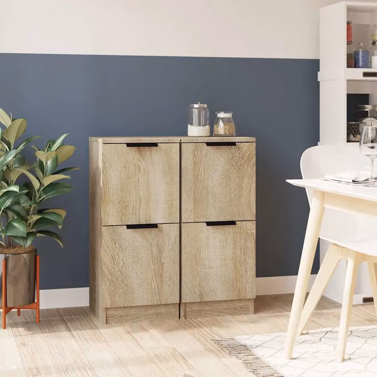 Set di 2 credenze vidaXL in legno multistrato color rovere sonoma, L/P/H: 30 x 30 x 70 cm