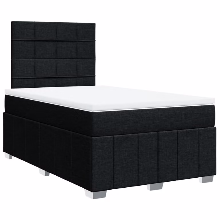 Letto a molle con materasso nero 120x190 cm in tessuto