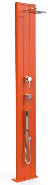 Doccia Solare in Alluminio Dada S Arancione con Doccetta Estribile e Miscelatore da 40 Litri Arkema Design