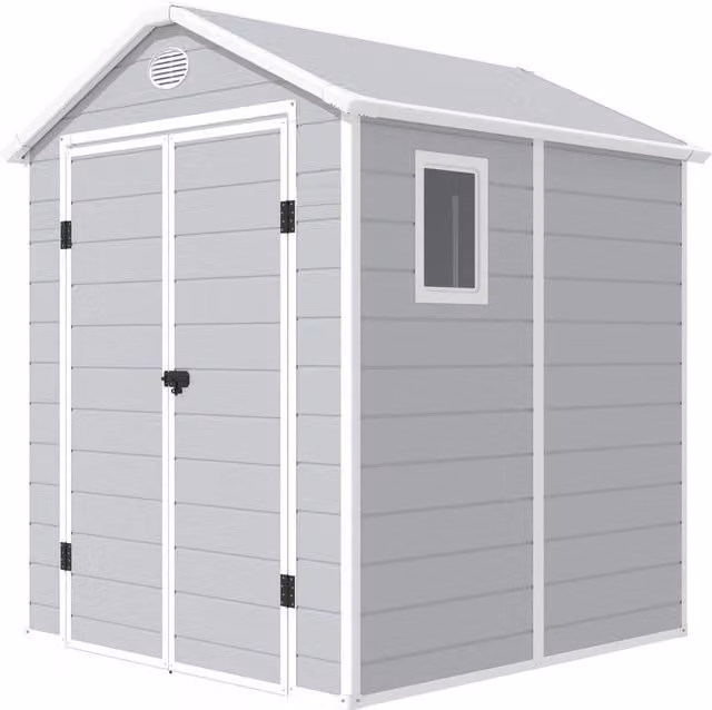 Casetta Box da Giardino GIORDANOSHOP in Plastica Grigia con Finestra e Serratura L/P/H: 190 x 192 x 226 cm