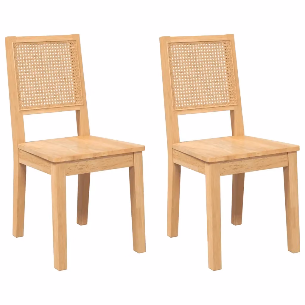 Set di 2 sedie da pranzo scandinave vidaXL in legno di Hevea marrone opaco – 2