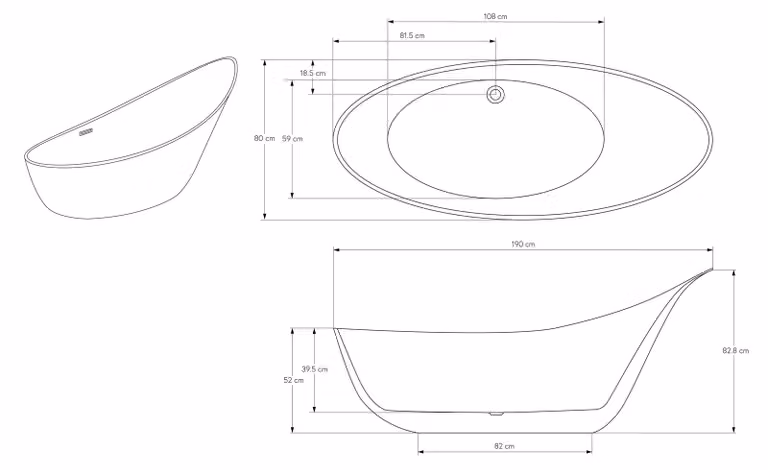 Vasca da bagno freestanding SOPHIE - Acrilico - Bianco, lucido - Schienale per poggiatesta