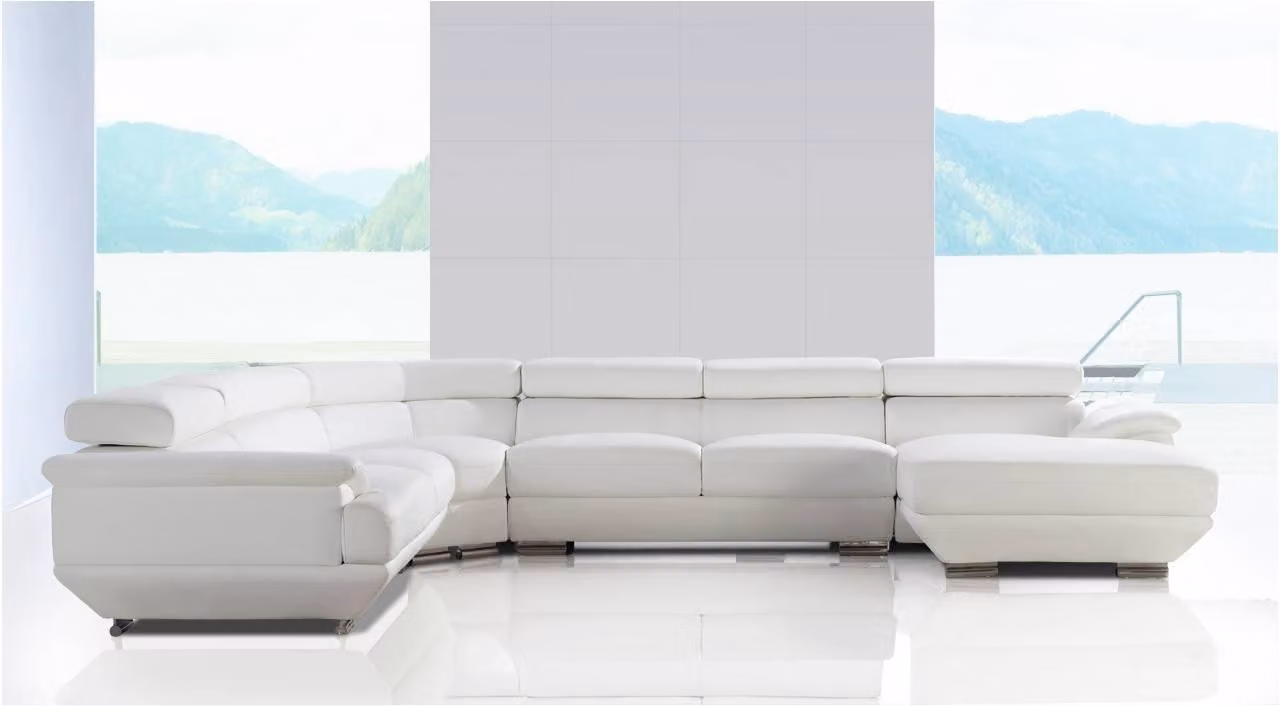 Design Ecksofa Leder Sofa Couch Polster Eck Sitz Wohnlandschaft Garnitur U-Form