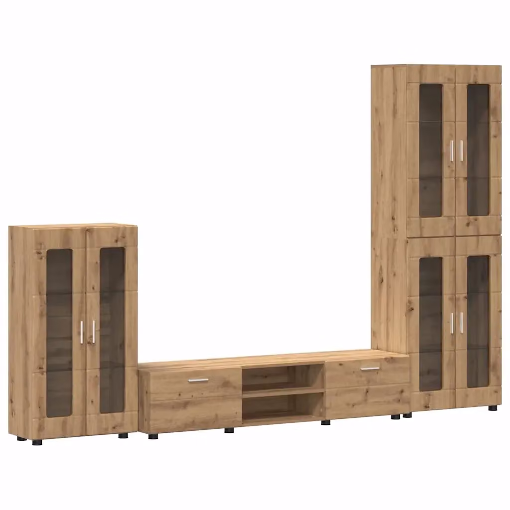 Set mobile TV FLORIN vidaXL in rovere artigianale, 3 pezzi, marrone, L: 150 cm, P: 39 cm, H: 30 cm – 2