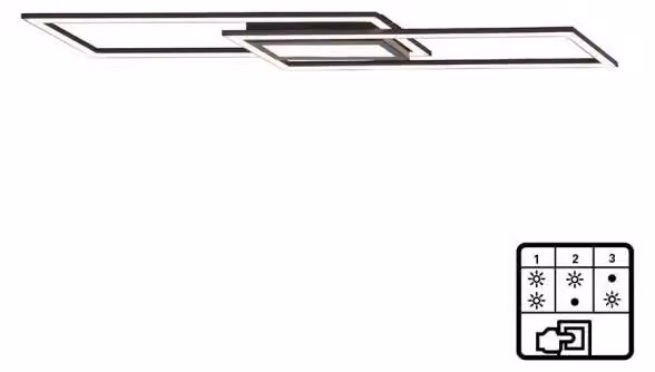 JUST LIGHT ASMIN Lampada da soffitto a LED, bianco caldo, 45 W, nera, 14694-18