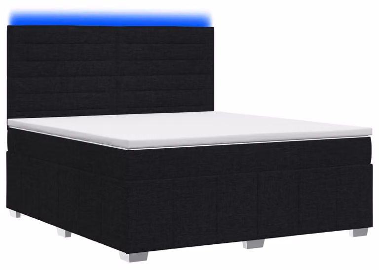 Letto boxspring LED con materasso nero 160 x 200 cm Tessuto
