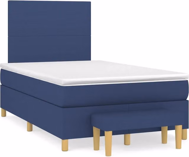 Letto Ibrido vidaXL con Giroletto a Molle e Materasso in Tessuto Blu e Bianco L/P/H: 120 x 200 x 193 cm