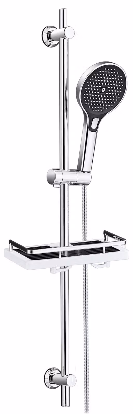 Set di supporti per doccia con soffione a mano e portafoglio - 100 cm, cromato